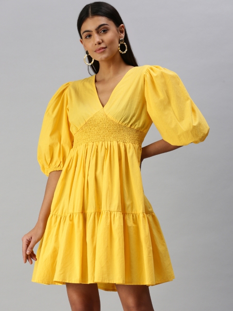 

STALK Yellow Pure Cotton Balloon Sleeves Dress