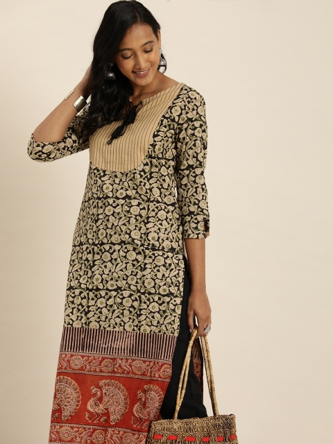 

Taavi Women Black & Beige Ethnic Motifs Printed Kurta