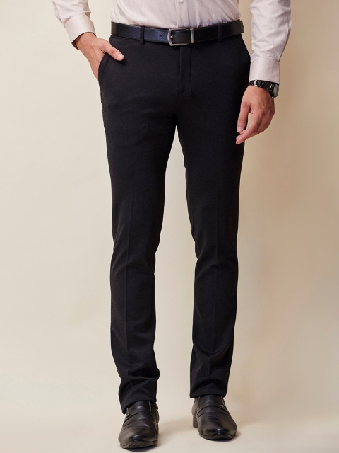 

J Hampstead Men Black Smart Slim Fit Wrinkle Free Trousers