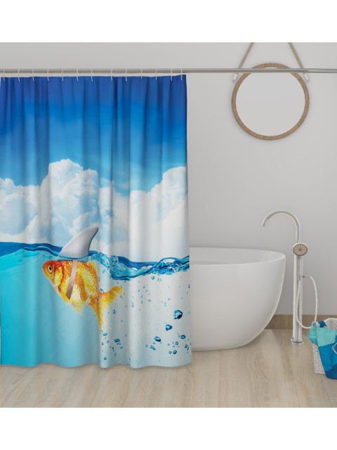 

Lushomes Blue & White Printed Shower Curtain