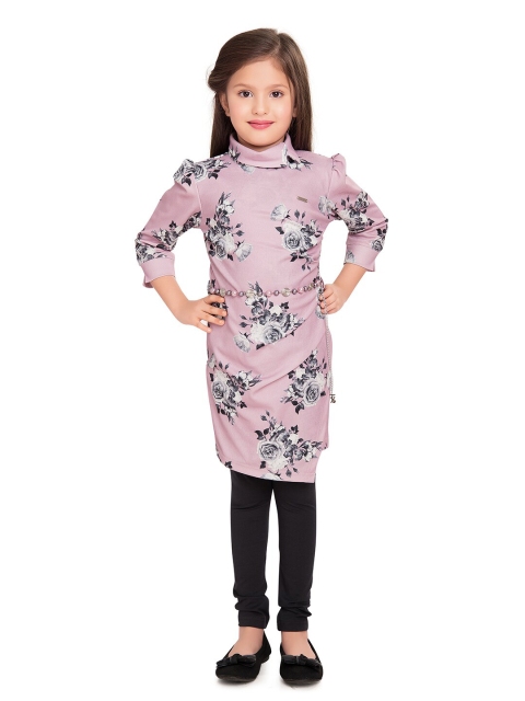

Tiny Baby Girls Pink & Off White Printed Top with Leggings