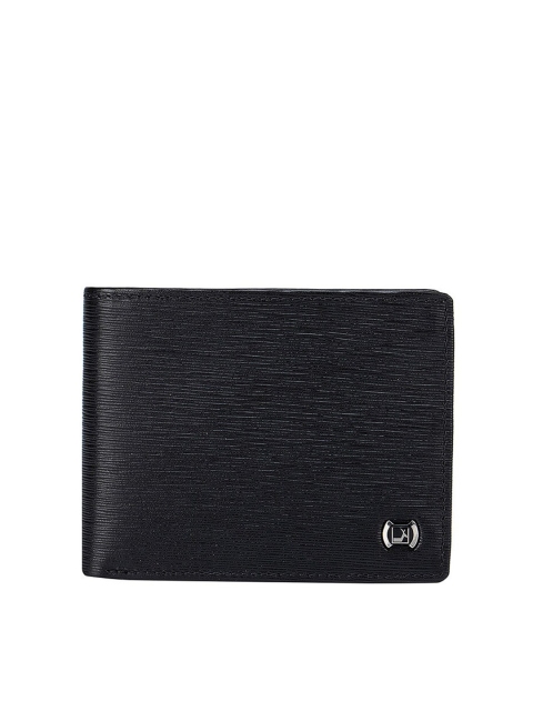 

Da Milano Men Black Textured Leather Two Fold Wallet