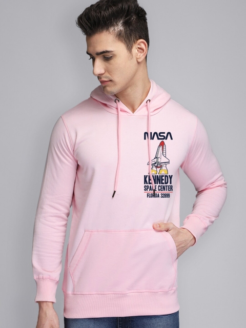 

Free Authority Men Pink Printed Hooded Sweatshirt