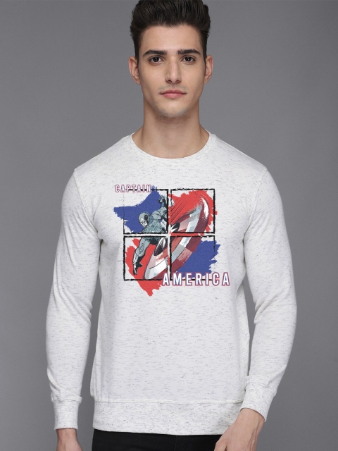 

Free Authority Men White Captain America Printed Sweatshirt