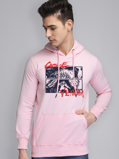 

Free Authority Men Peach-Coloured Venom Printed Hooded Sweatshirt
