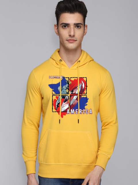 

Free Authority Men Yellow Captain America Printed Hooded Sweatshirt