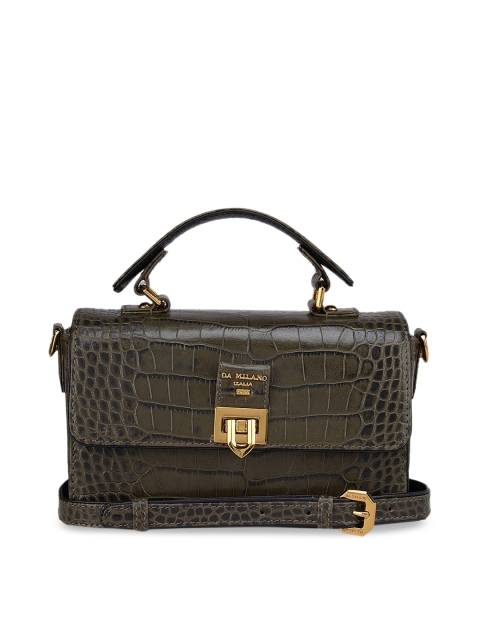 

Da Milano Women Green Animal Textured Leather Structured Satchel