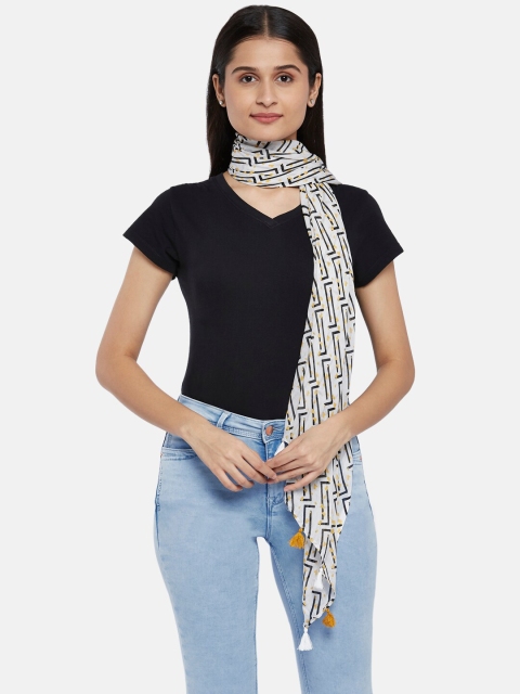 

Honey by Pantaloons Women Off White & Black Printed Scarf