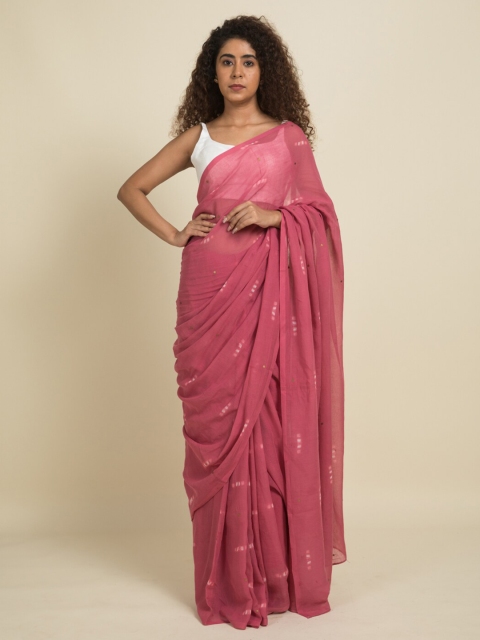 

Suta Pink & White Shibori Cotton Saree