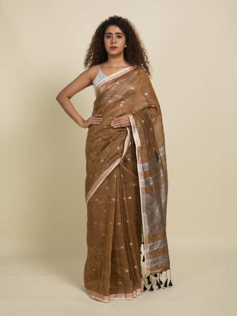 

Suta Mustard & Black Linen Blend Saree