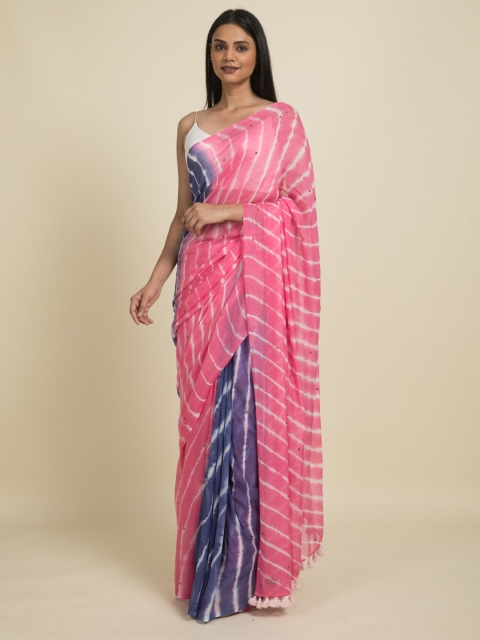

Suta Violet & Pink Leheriya Pure Cotton Saree