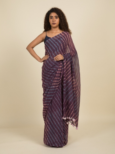 

Suta Purple & Blue Leheriya Pure Cotton Saree