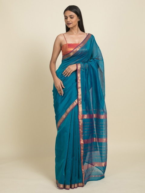 

Suta Blue & Purple Zari Silk Cotton Saree