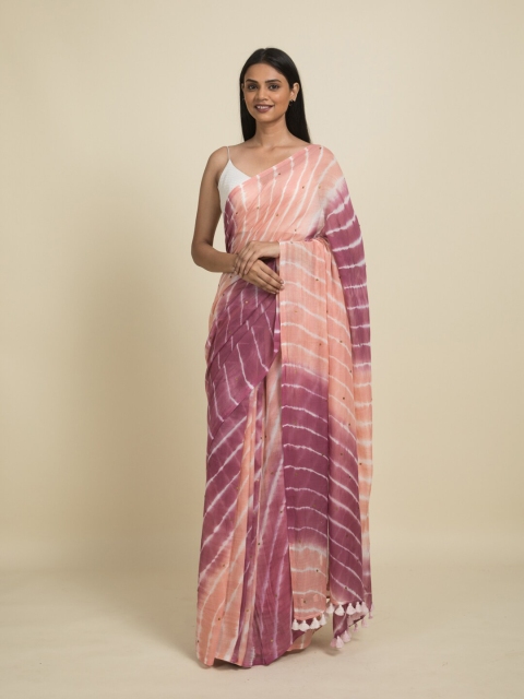 

Suta Pink & Purple Leheriya Pure Cotton Saree