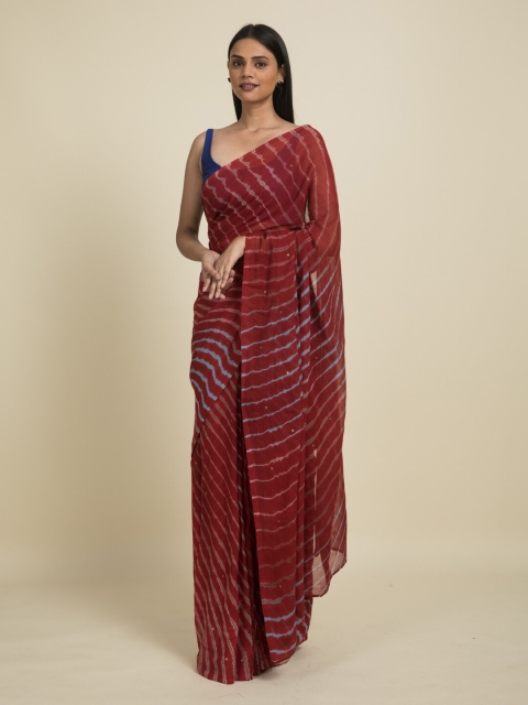 

Suta Maroon & Grey Leheriya Pure Cotton Saree