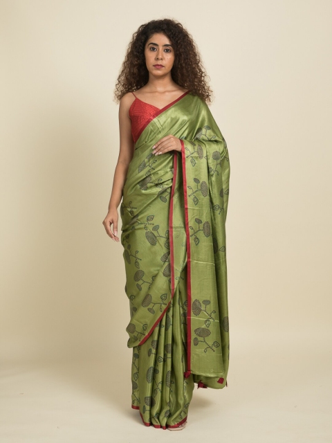 

Suta Green & Red Floral Saree