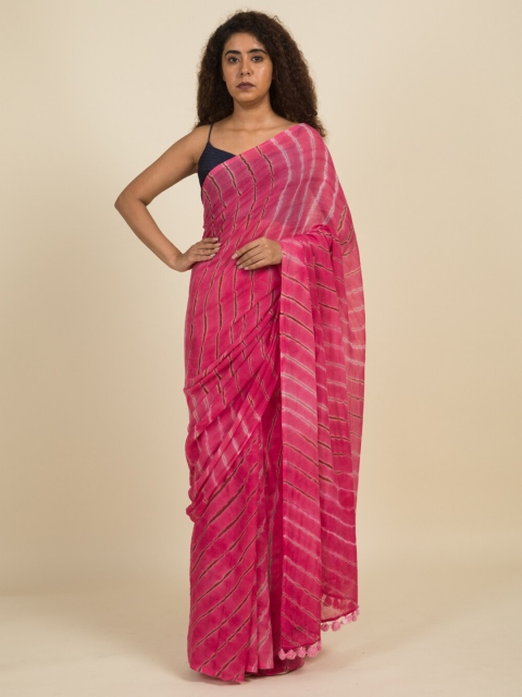 

Suta Pink & Orange Leheriya Cotton Saree