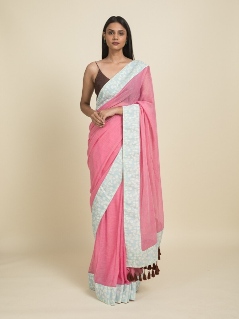 

Suta Pink & Blue Pure Cotton Saree