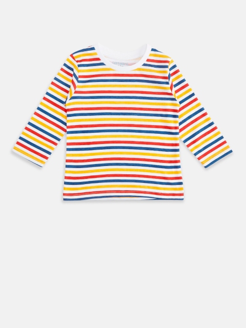 

Pantaloons Baby Boys Red & White Striped Pure Cotton Regular Fit T-shirt