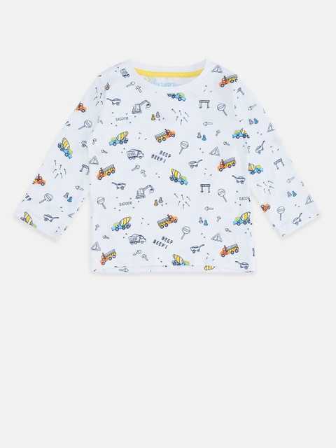 

Pantaloons Baby Boys White Printed Pure Cotton T-shirt
