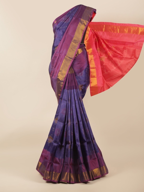 

Pothys Blue & Purple Printed Zari Art Silk Saree