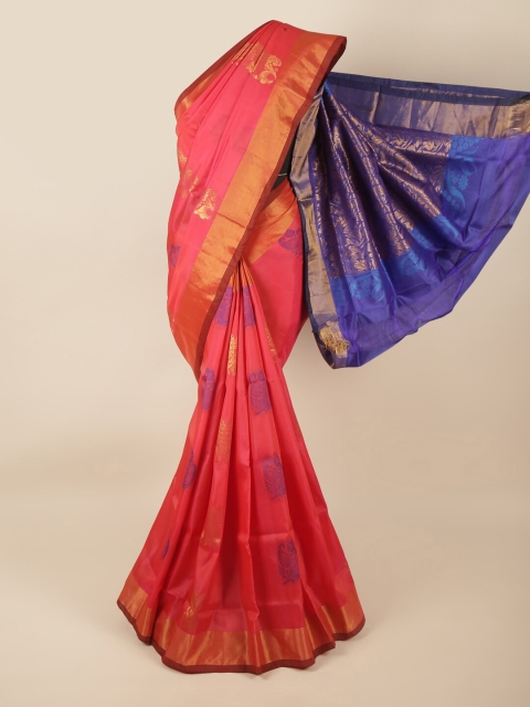 

Pothys Pink & Gold-Toned Woven Design Zari Art Silk Saree