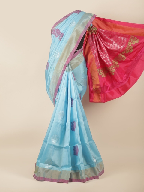 

Pothys Blue & Pink Ethnic Motifs Art Silk Saree