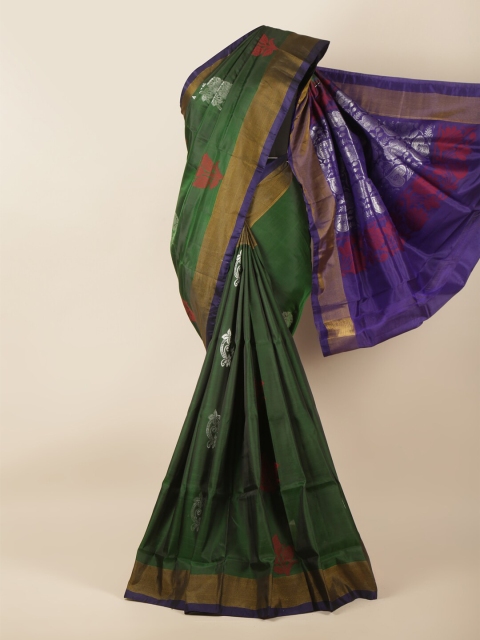 

Pothys Green & Purple Woven Design Art Silk Saree
