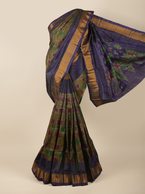 

Pothys Green & Navy Blue Ethnic Motifs Zari Art Silk Saree