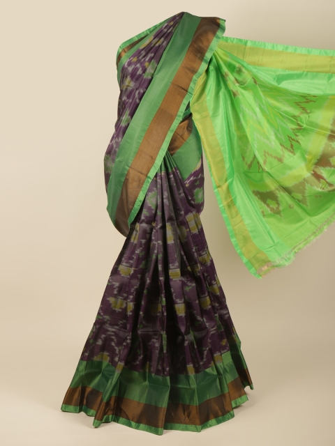 

Pothys Purple & Gold-Toned Zari Border Art Silk Saree