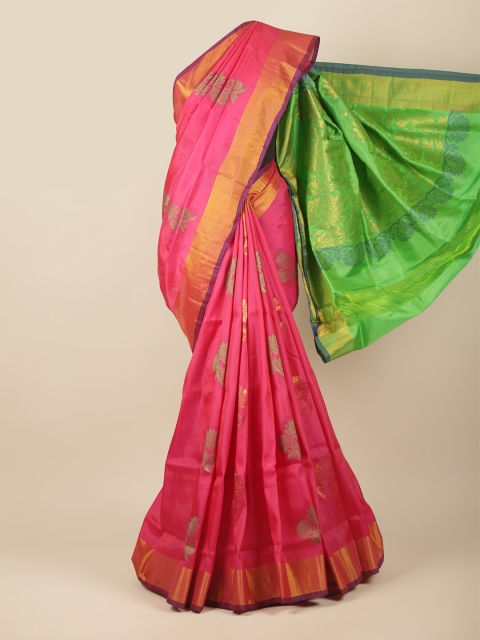 

Pothys Fuchsia & Gold-Toned Woven Design Zari Art Silk Saree