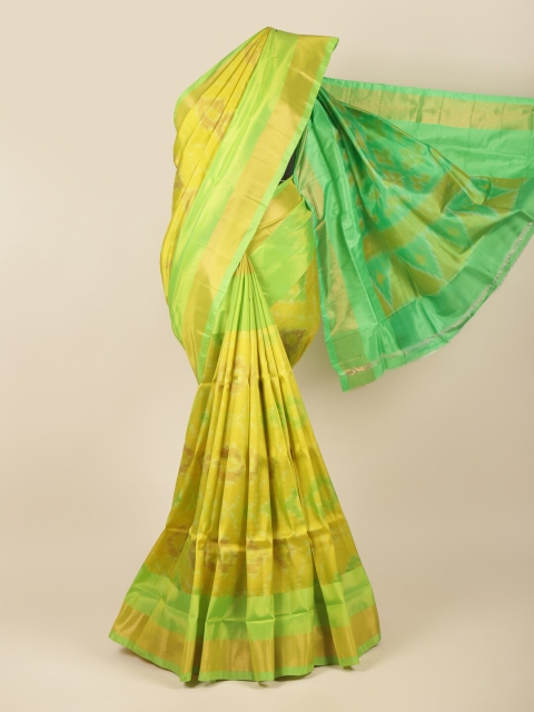 

Pothys Green & Gold-Toned Ethnic Motifs Zari Art Silk Saree