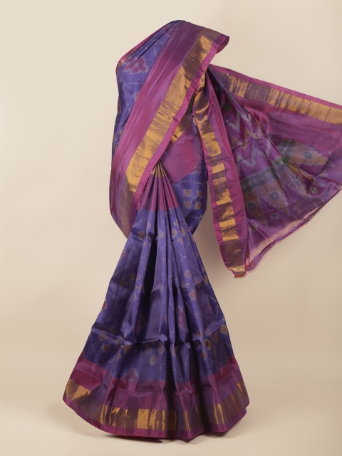 

Pothys Blue & Purple Printed Zari Art Silk Saree