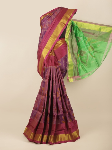 

Pothys Purple & Green Art Silk Ikat Saree
