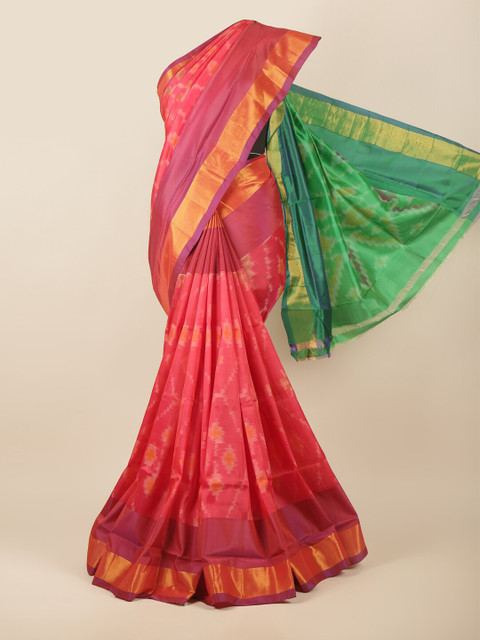 

Pothys Pink & Green Woven Design Art Silk Saree