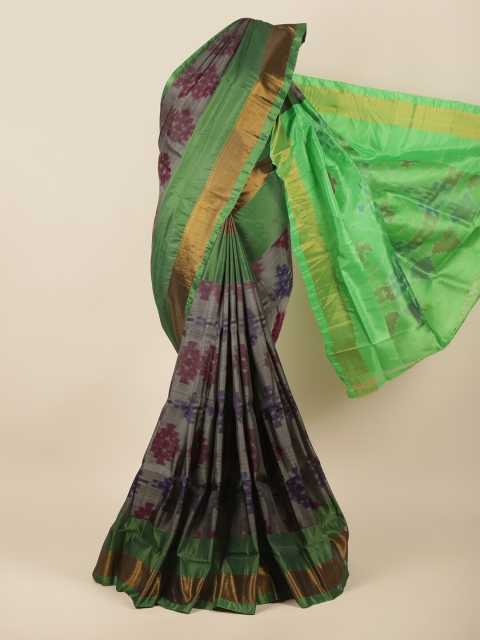 

Pothys Grey & Green Zari Art Silk Saree