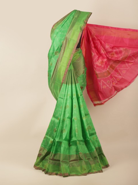 

Pothys Green & Pink Art Silk Ikat Saree