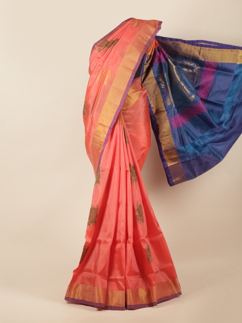 

Pothys Pink & Blue Woven Design Zari Art Silk Saree