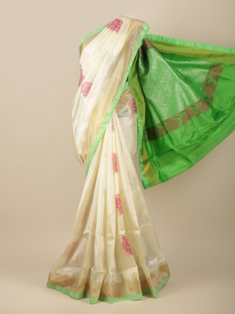 

Pothys Off White & Green Woven Design Zari Art Silk Saree