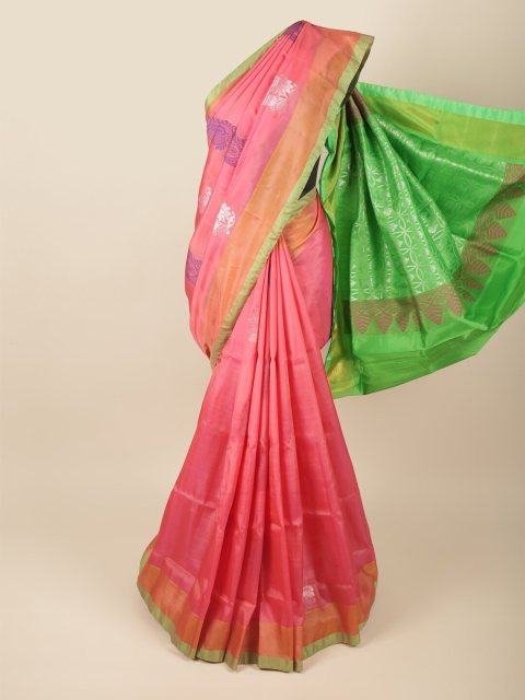 

Pothys Pink & Green Woven Design Zari Art Silk Saree