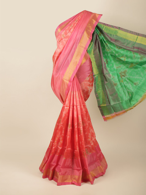 

Pothys Pink & Green Printed Zari Art Silk Saree