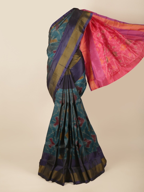 

Pothys Blue & Pink Printed Zari Art Silk Saree