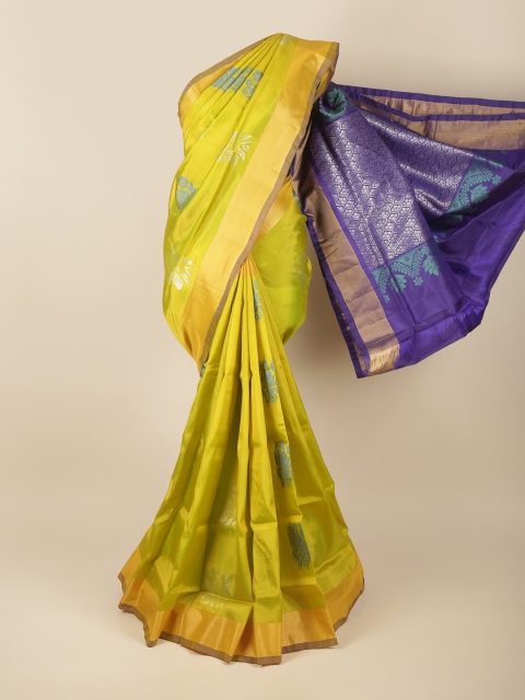 

Pothys Green & Blue Floral Zari Art Silk Saree