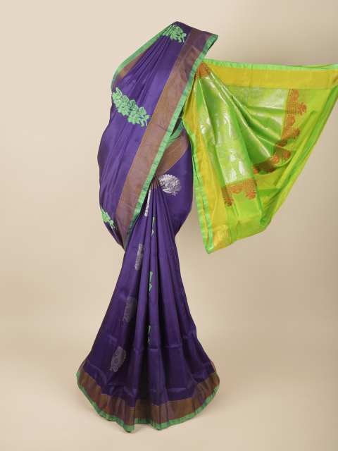 

Pothys Violet & Green Floral Zari Art Silk Saree