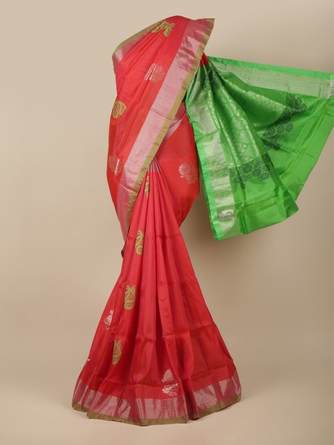 

Pothys Red & Green Woven Design Zari Art Silk Saree