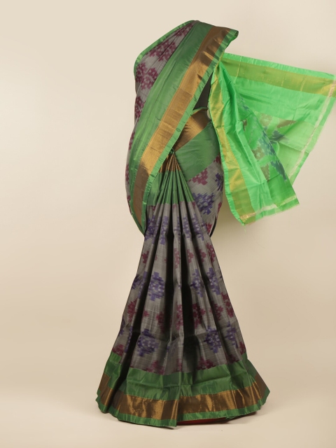 

Pothys Grey & Green Printed Zari Art Silk Saree