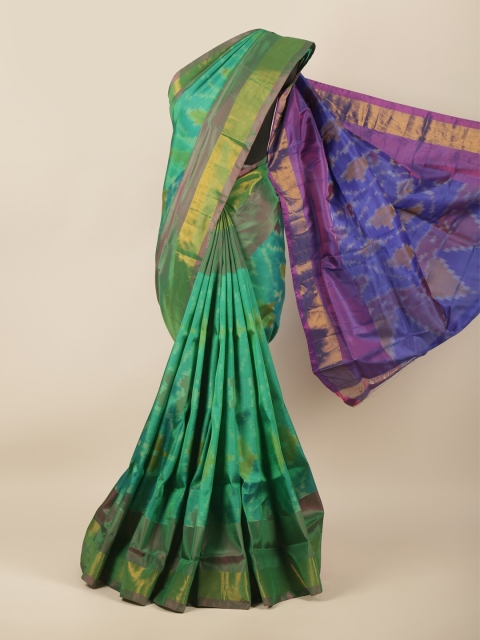 

Pothys Green & Blue Printed Zari Art Silk Saree