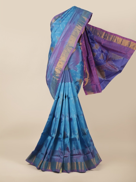 

Pothys Blue & Gold-Toned Woven Design Zari Art Silk Saree