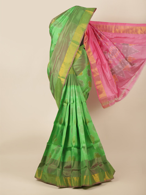 

Pothys Green & Pink Ethnic Motifs Zari Art Silk Saree