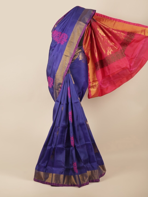 

Pothys Blue & Pink Ethnic Motifs Art Silk Saree